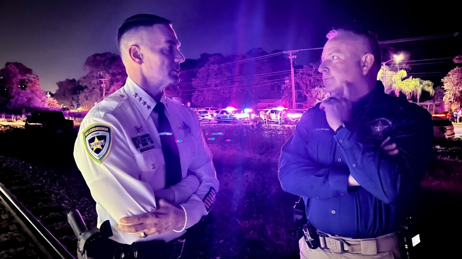 Hillsborough County Sheriff’s officials at the scene of a train vs. car crash.