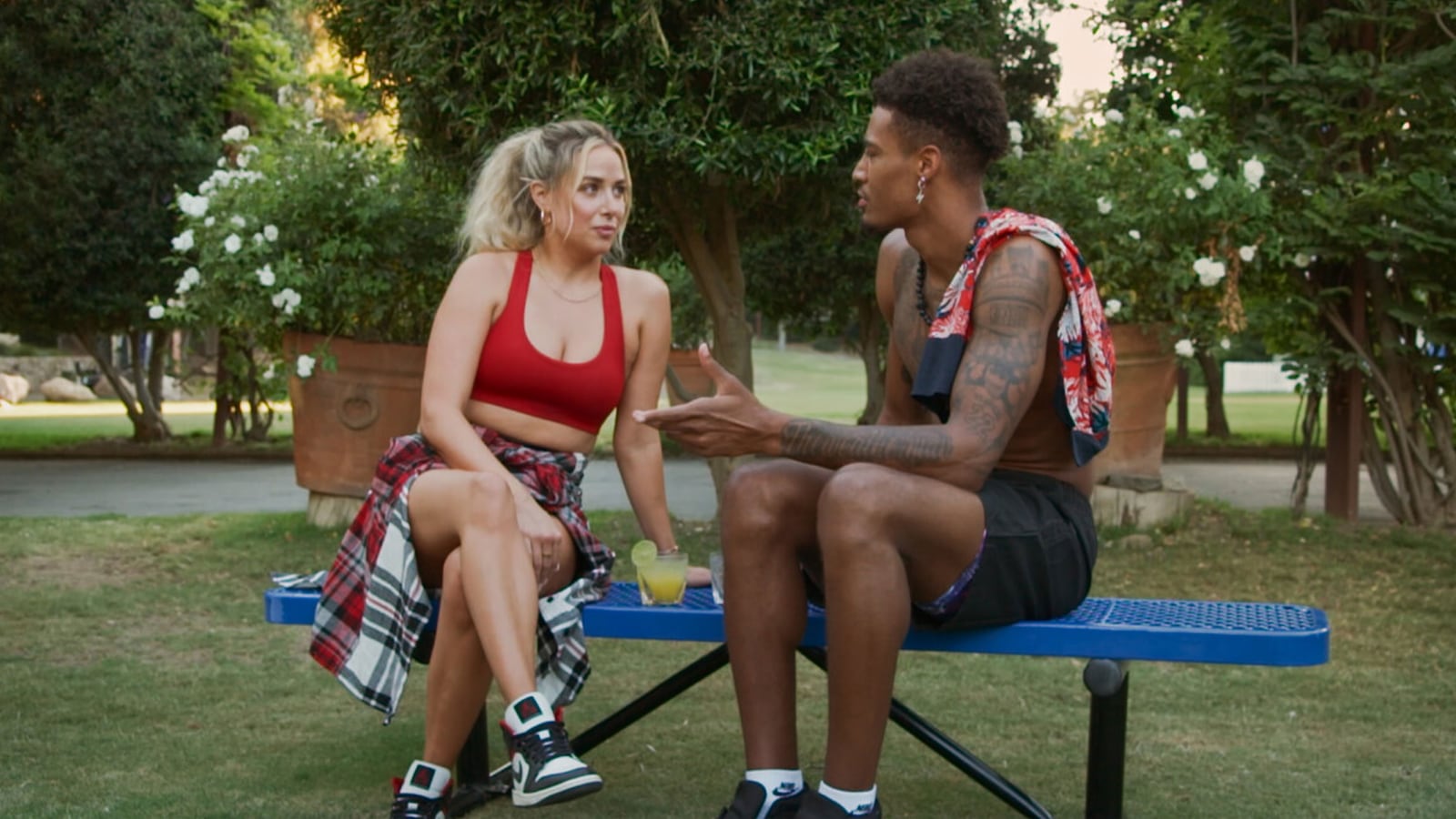 Daniella Grace on a date in a still from F Boy Island