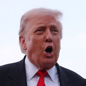JOINT BASE ANDREWS, MARYLAND - NOVEMBER 09: U.S. President Donald Trump gives brief remarks to members of the press after exiting Air Force One on November 9, 2025 at Joint Base Andrews, Maryland. Trump spent the weekend at his Mar-A-Lago estate in Palm Beach, Florida. (Photo by Tasos Katopodis/Getty Images)