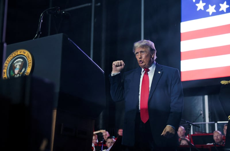 U.S. President Donald Trump gestures as he attends a rally to kick off the Great American State Fair in celebration of the 250th anniversary of U.S. independence on the National Mall in Washington, D.C., U.S., June 24, 2026. REUTERS/Evan Vucci