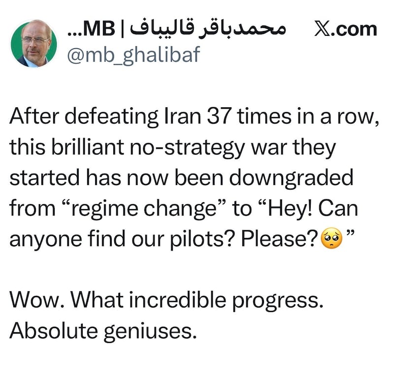 Iran's speaker is trolling Trump.