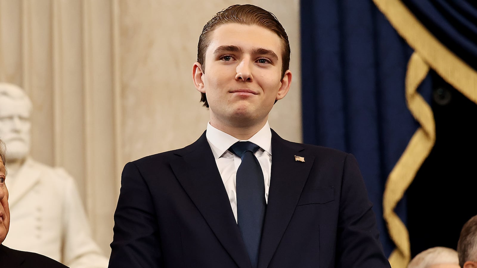 WASHINGTON, DC - JANUARY 20: Barron Trump arrives to the inauguration of U.S. President-elect Donald Trump in the Rotunda of the U.S. Capitol on January 20, 2025 in Washington, DC. Donald Trump takes office for his second term as the 47th president of the United States. (Photo by Chip Somodevilla/Getty Images)