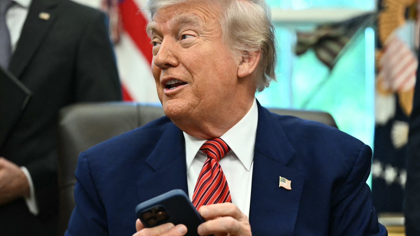 US President Donald Trump speaks after signing executive orders in the Oval Office of the White House in Washington, DC, on May 23, 2025.