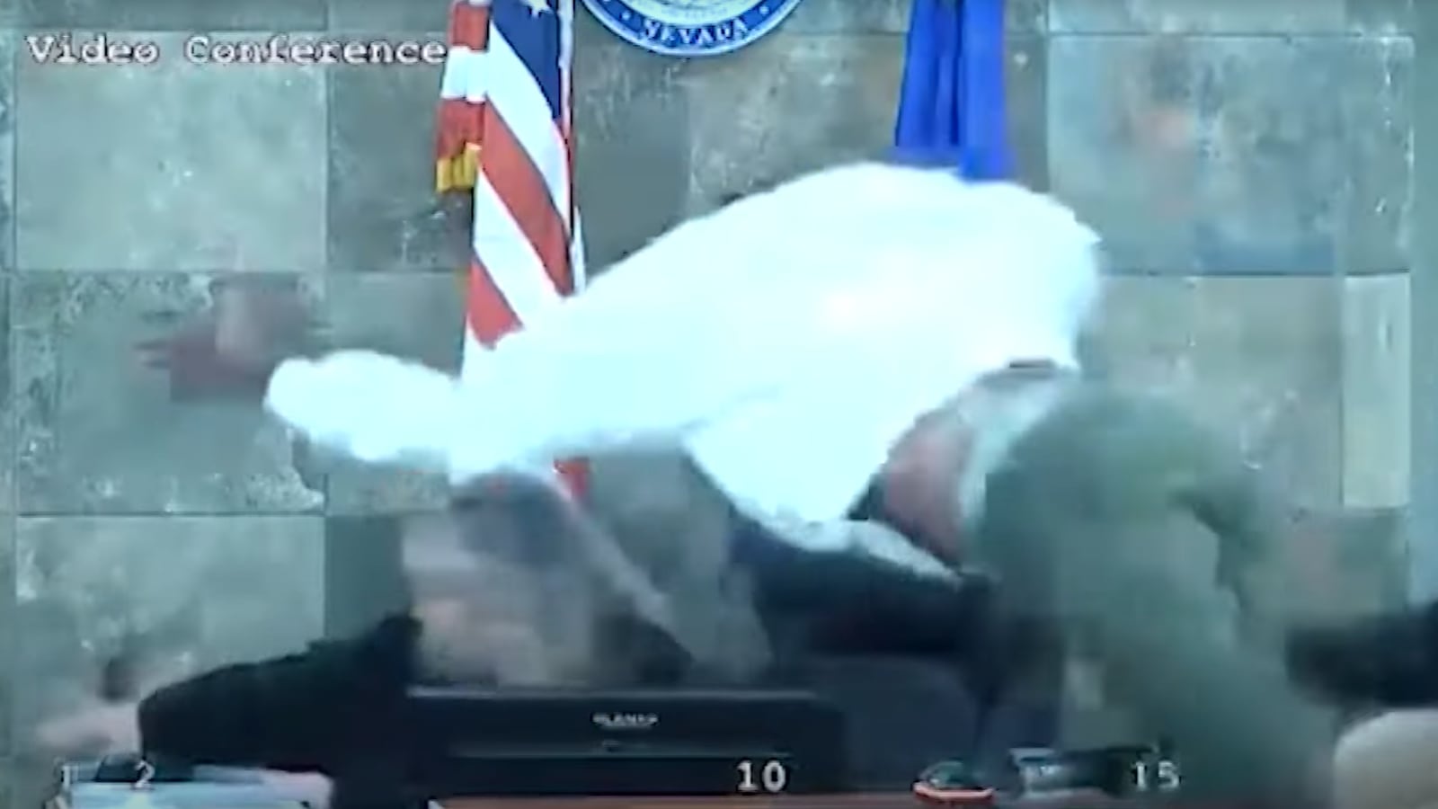 Deobra Redden attacking Judge Mary Kay Holthus in a Las Vegas courtroom.