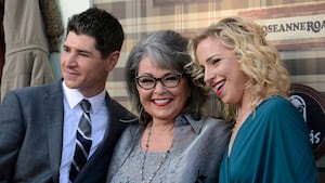 Michael Fishman, Rosanne Barr and Alicia Goranson arrive for the taping of Comedy Central Roast of Roseanne in Los Angeles, August 4, 2012.
