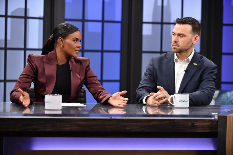 Candace Owens and Jack Posobiec are seen on set of "Candace"