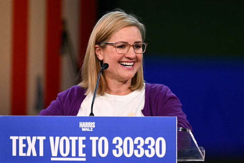 Phoenix Mayor Kate Gallego, formerly married to Arizona’s Democratic Sen. Reuben Gallego, campaigned for Kamala Harris in 2024.