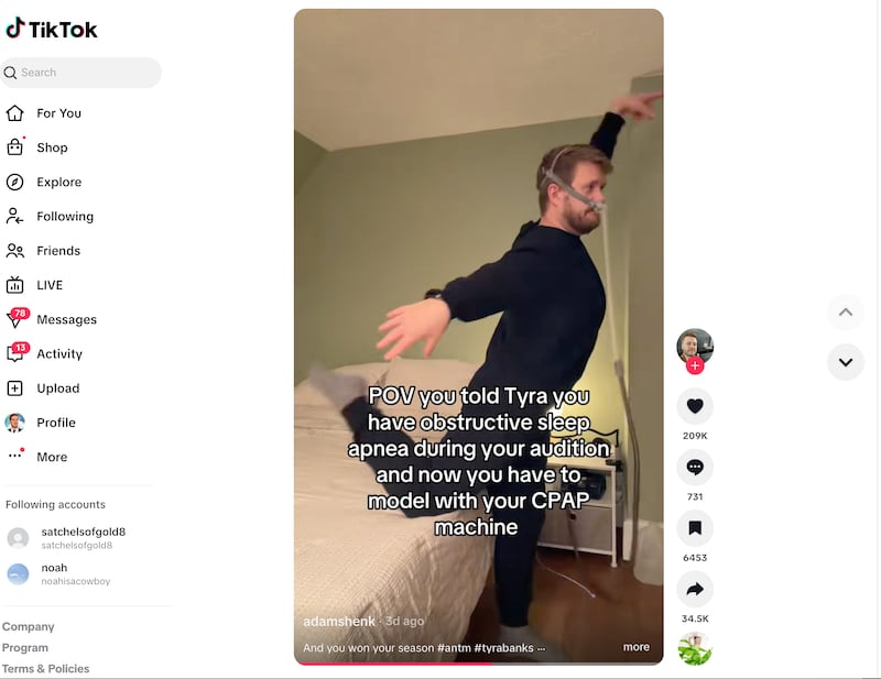 A screenshot of TikTok