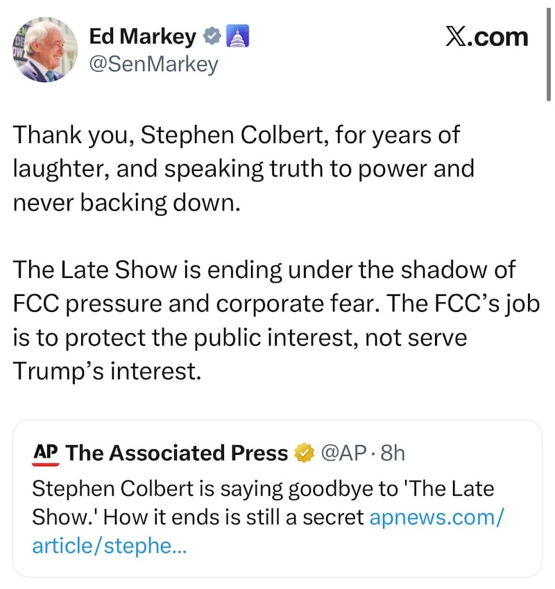 Ed Markey stephen colbert