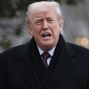 60 Minutes journalist Sharyn Alfonsi and U.S. President Donald Trump.