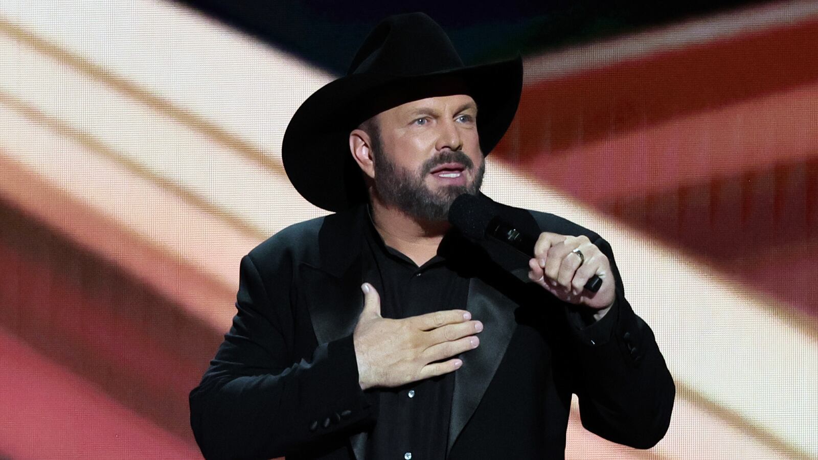 Co-host Garth Brooks speaks onstage during the 58th Academy Of Country Music Awards at The Ford Center at The Star on May 11, 2023, in Frisco, Texas.