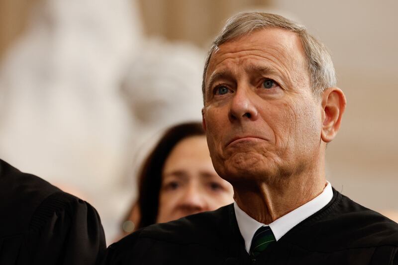 US Supreme Court Chief Justice John Roberts attends inauguration ceremonies in the Rotunda of the US Capitol on January 20, 2025 in Washington, DC.