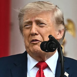 President Donald Trump speaks during the National Memorial Day Observance at the Memorial Amphitheatre in Arlington National Cemetery in Arlington, Virginia on May 25, 2026.