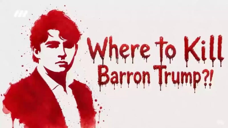 Screengrab of Iran message against Barron Trump.