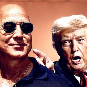 Pete Hegseth, Jeff Bezos and Donald Trump