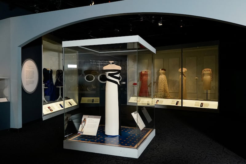 Melania Trump's 2025 inaugural gown is displayed in the First Ladies Gallery at the Smithsonian's National Museum of American History.