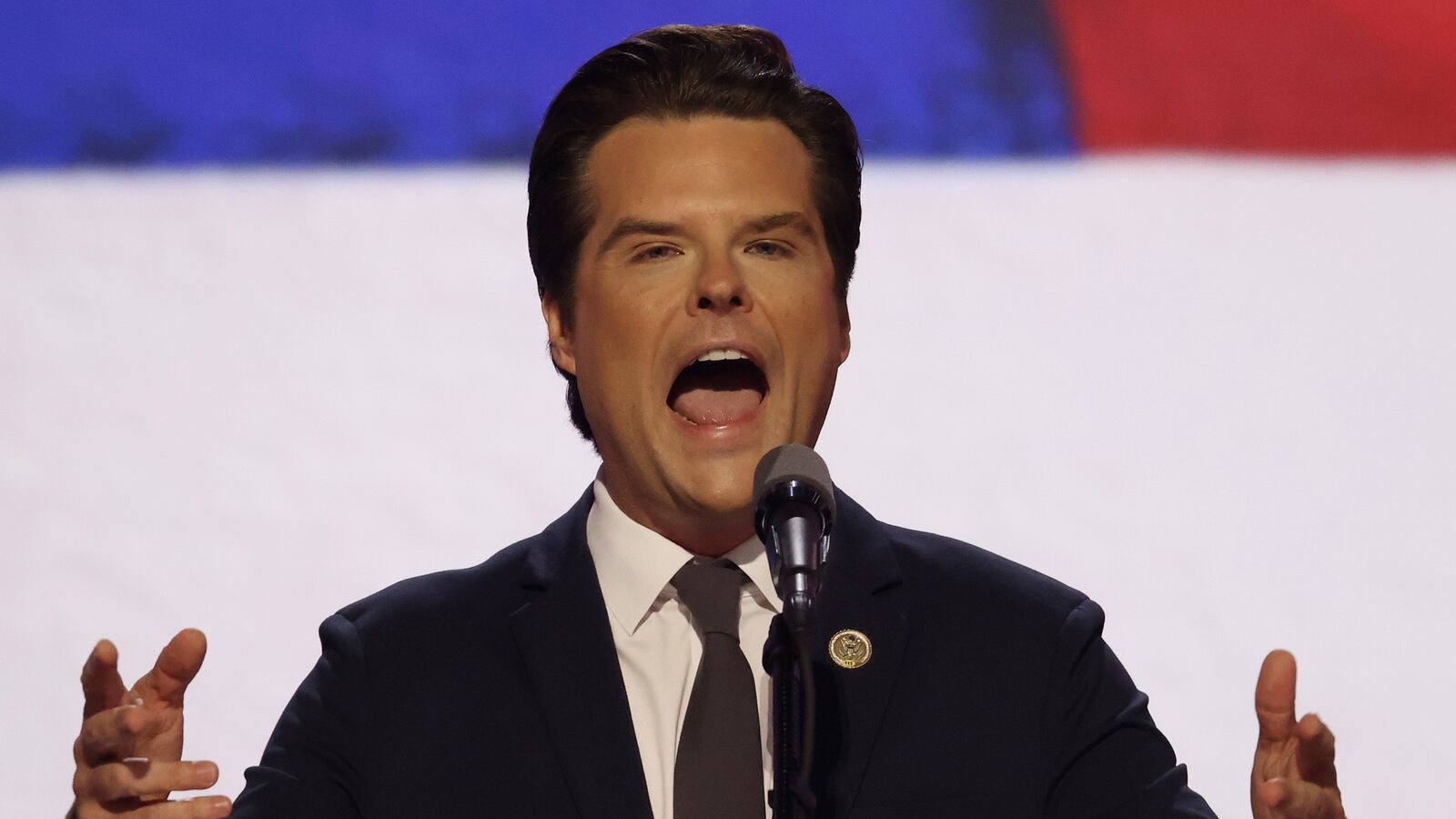 Matt Gaetz speaks during an RNC session in Milwaukee.