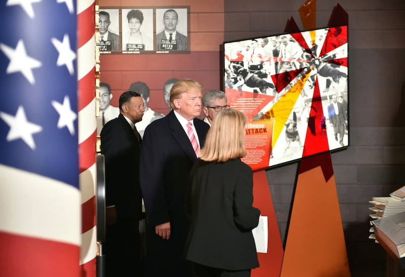Trump visits the Civil Rights Museum in Jackson, Mississippi, December 9, 2017.