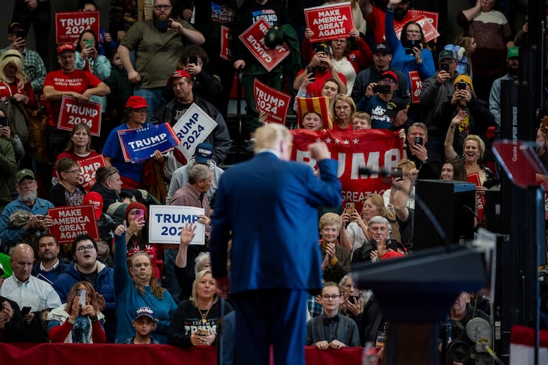 Donald Trump campaigns in Clinton, Iowa, U.S. on January 6, 2024.
