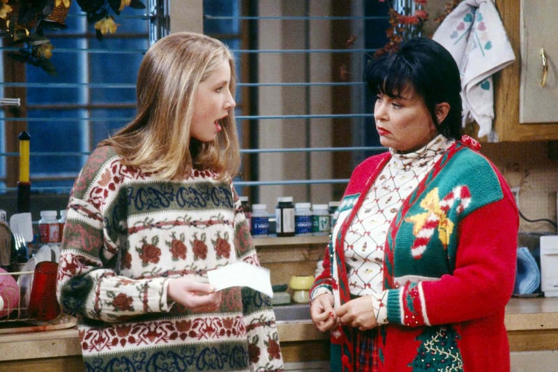 Roseanne Barr and Sarah Chalke on "Roseanne"