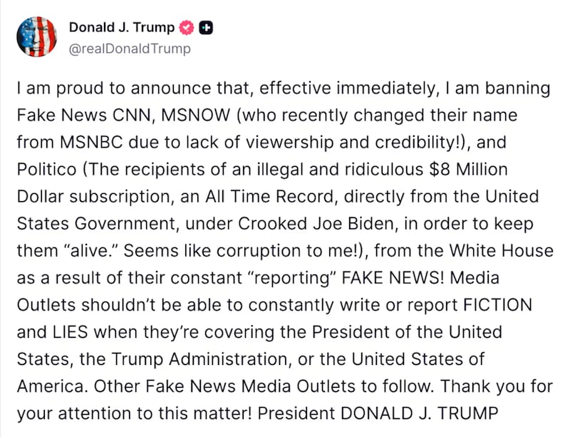 Donald Trump tries to shut down the press.