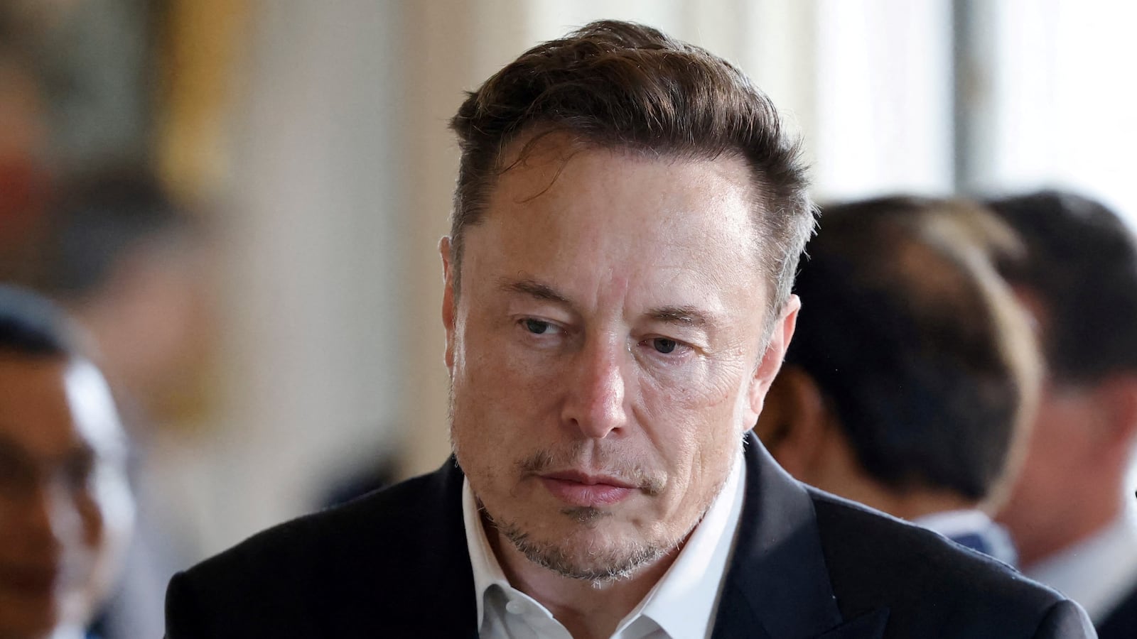 Elon Musk looks on at the Chateau de Versailles, outside Paris, France on May 15, 2023.