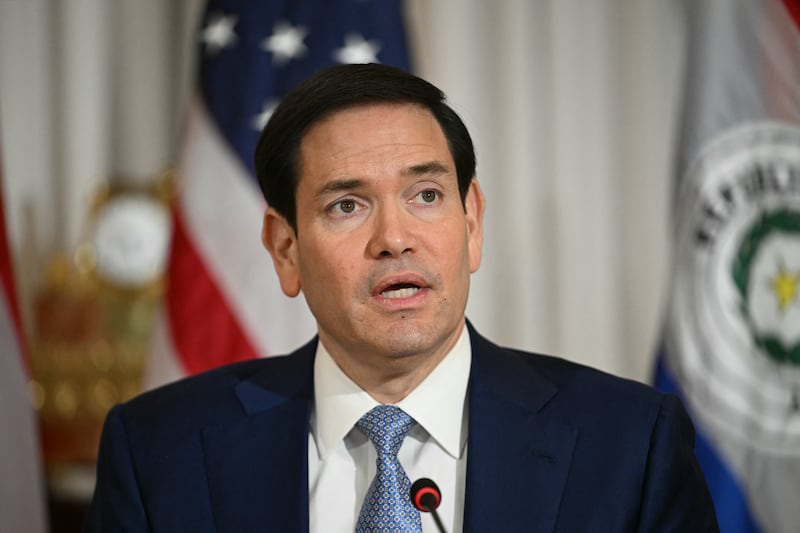 US Secretary of State Marco Rubio speaks during a meeting with Paraguay's Foreign Minister Ruben Ramirez Lezcano at the State Department in Washington, DC on December 15, 2025.