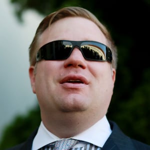 SAN DIEGO, CA - JULY 02: Edward Gallagher's Defense attorney Tim Parlatore speaks to members of the media before walking into military court on Tuesday, July 2, 2019 in San Diego, CA. Jury deliberations begin today for Chief Gallagher who is on trial for war crimes for shooting of unarmed civilians in Iraq in 2017, including a school-age girl, and with killing a captured teenage ISIS fighter with a knife, among other crimes while deployed . (Photo by Sandy Huffaker/Getty Images)