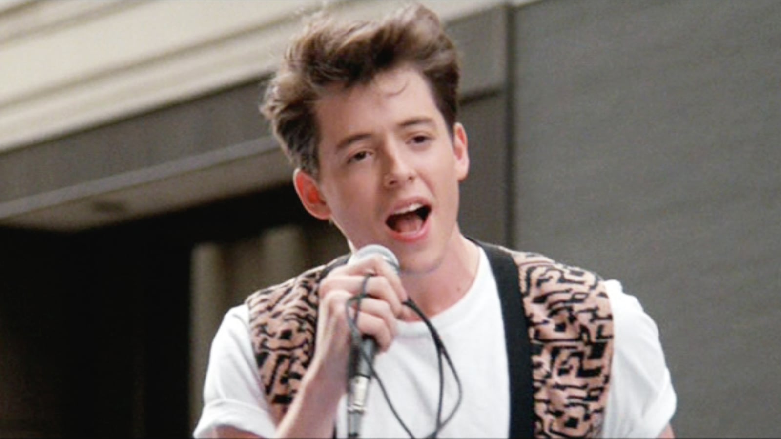 The movie "Ferris Bueller's Day Off", written and directed by John Hughes. Seen here, Matthew Broderick as Ferris Bueller. Initial theatrical release June 11, 1986.