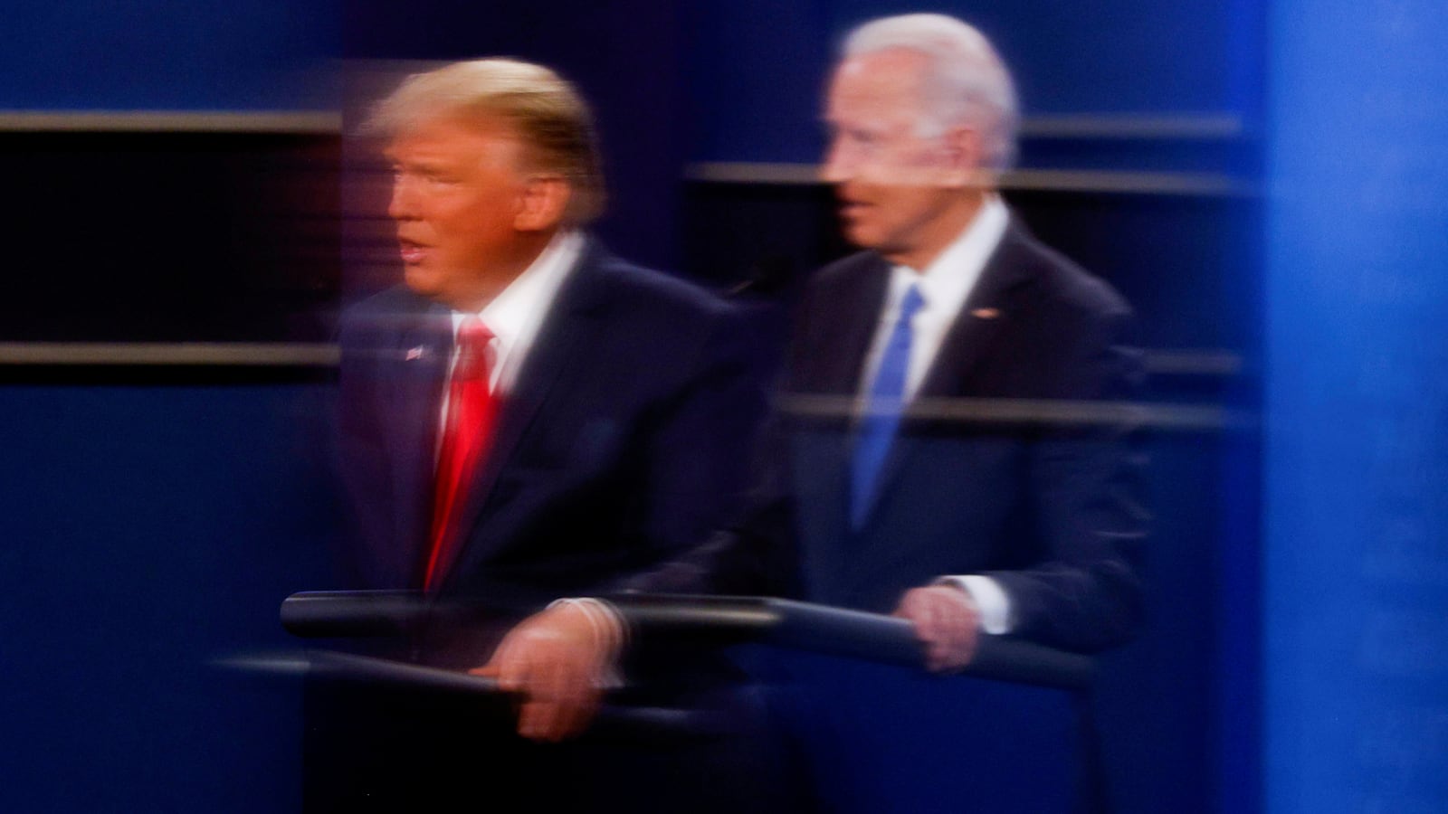 Donald Trump and Joe Biden during a presidential debate.