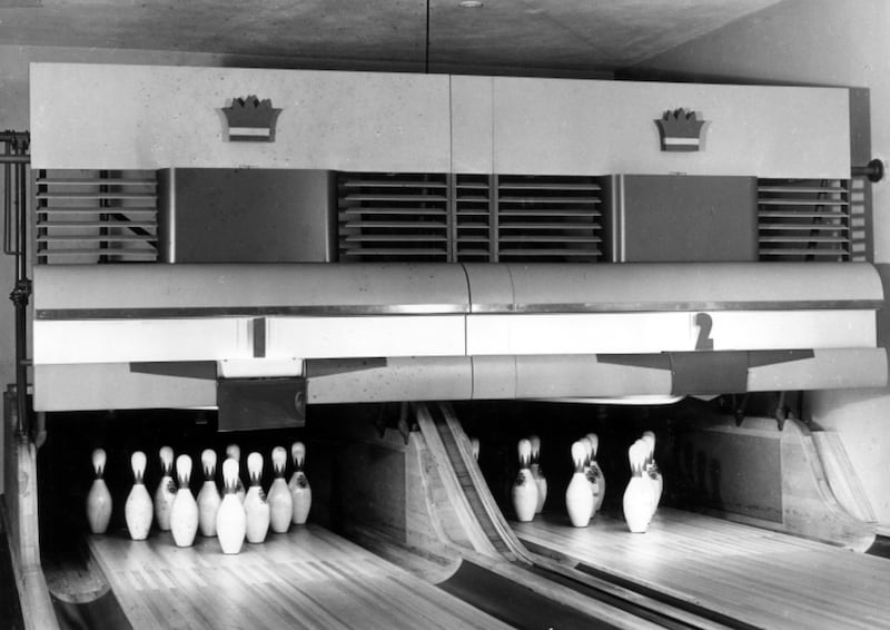 Two automatic bowling lanes installed in the White House during the administration of President Harry S. Truman on March 19, 1948