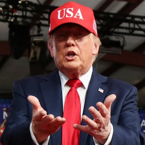 U.S. President Donald Trump attends a campaign rally in support of Republican U.S. Senate candidate Michael Whatley, at Gastonia Municipal Airport in Gastonia, North Carolina, U.S., September 16, 2026.  REUTERS/Kevin Lamarque