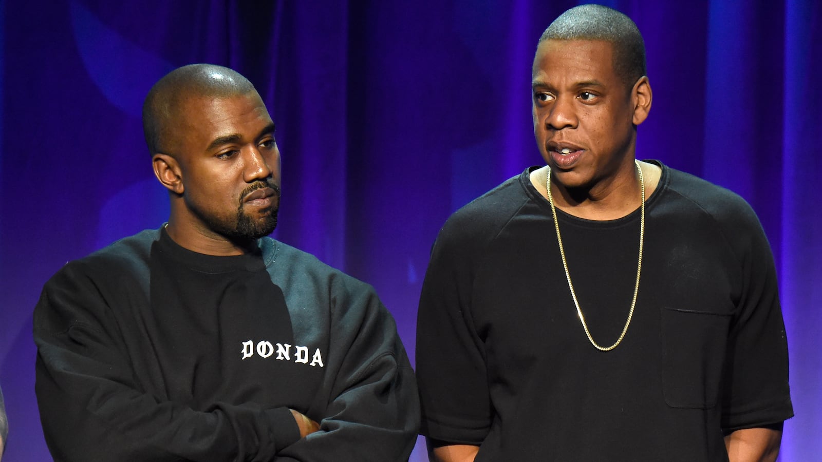 Kanye West and Jay Z on March 30, 2015 in New York City.