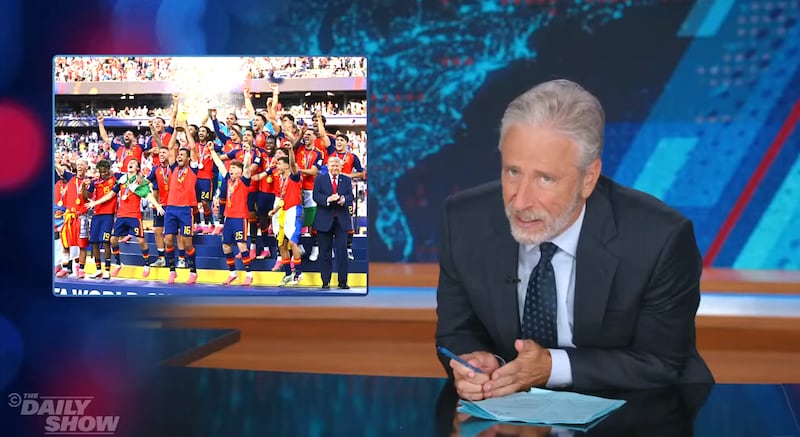 The Daily Show, Jon Stewart reacting to Trump crashing FIFA celebration