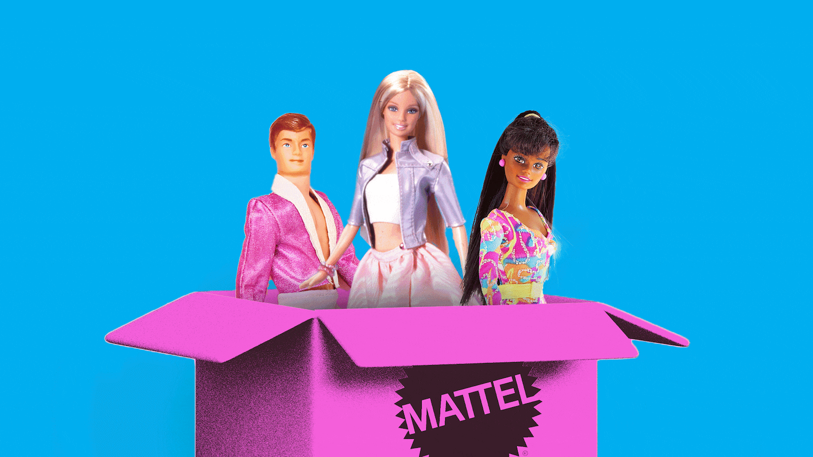 A gif of different Barbie dolls coming out of a box