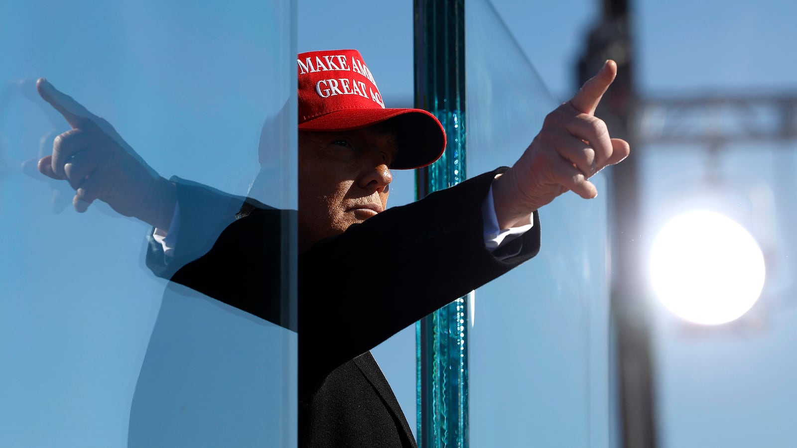 Republican presidential nominee, former U.S. President Donald Trump holds a campaign rally at Lancaster Airport on November 03, 2024 in Lititz, Pennsylvania.