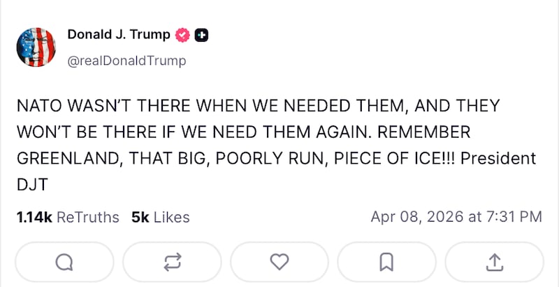 Trump, who has threatened to withdraw the U.S. from NATO, again reminded the organization that he has his eyes set on acquiring Greenland.