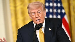 President Donald Trump speaks during a Military Mother's Day Event in the East Room of the White House in Washington, DC, on May 6, 2026.