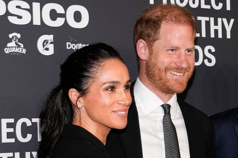 Britain's Prince Harry and Meghan, Duke and Duchess of Sussex, attend the "Project Healthy Minds" World Mental Health Day Gala in New York City on October 9, 2025.