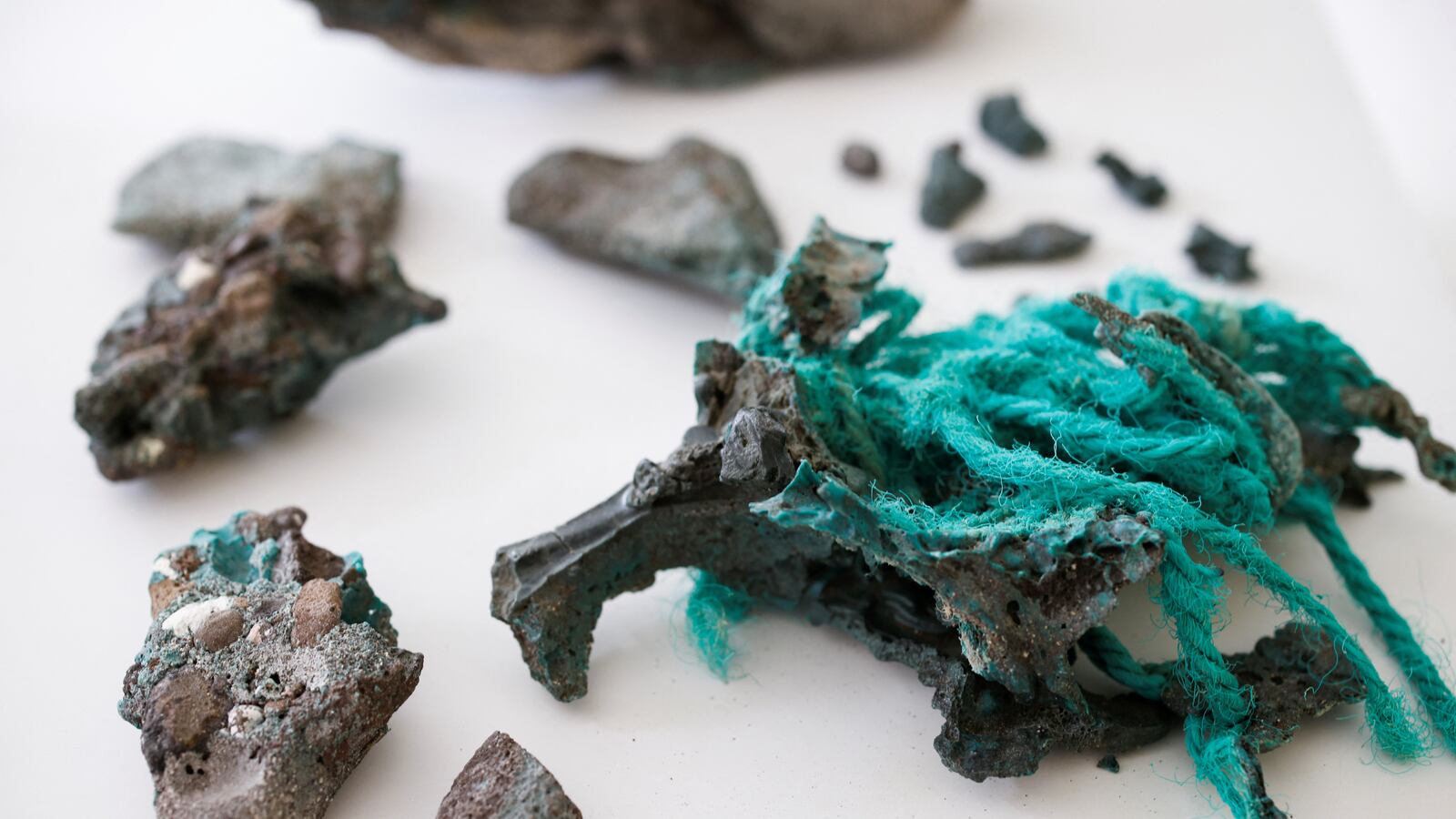 Rocks made of plastic that were found on a remote Brazilian island