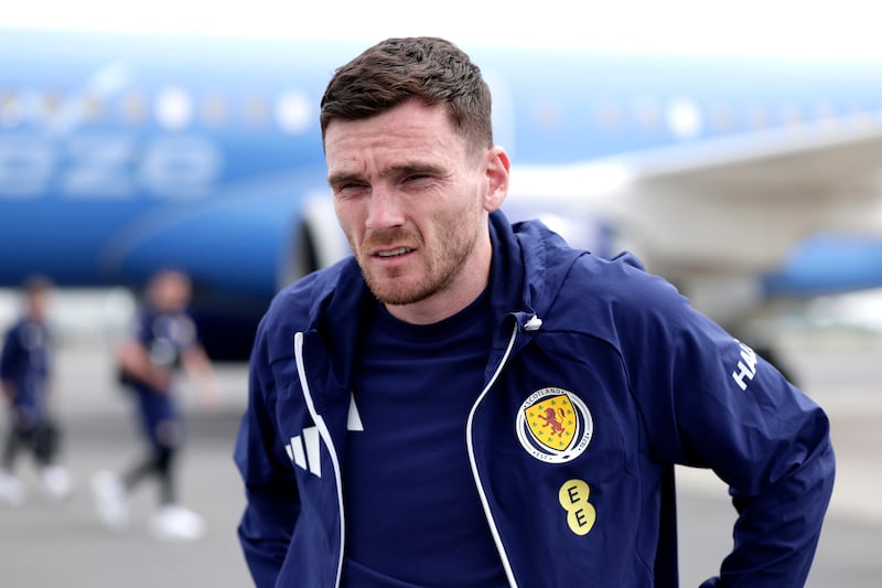 CHARLOTTE, NORTH CAROLINA - JUNE 07: Team captain Andrew Robertson #3 of Scotland arrives at Charlotte Douglas International Airport ahead of the FIFA World Cup 2026 on June 07, 2026 in Charlotte, North Carolina. (Photo by Kara Durrette/Getty Images)