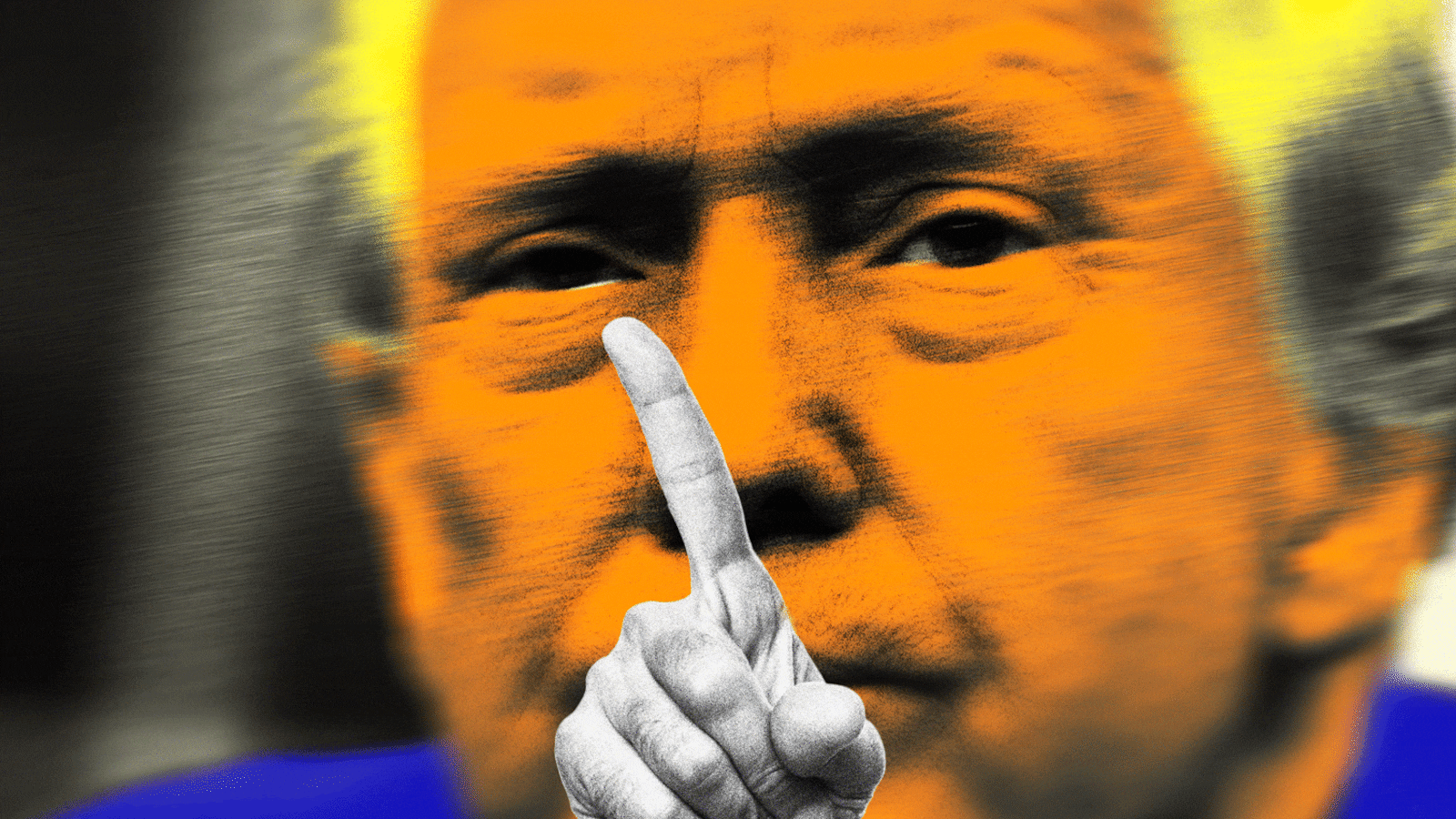 Donald Trump with a wagging finger in front of him