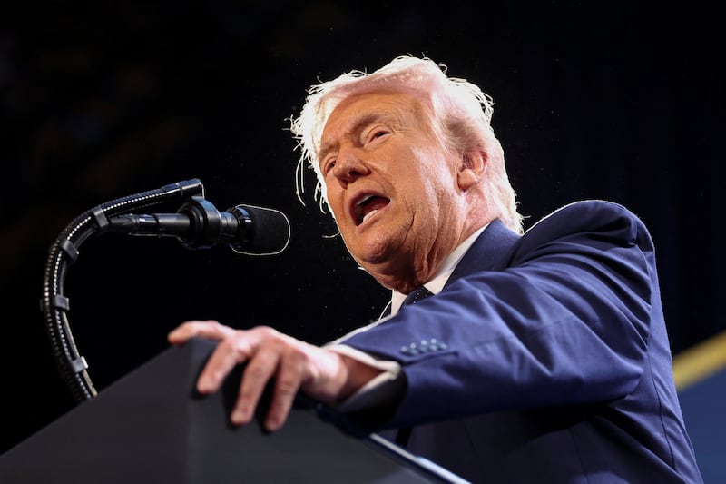 U.S. President Donald Trump delivers remarks to members of the Republican Party, at Trump National Doral Miami in Miami, Florida, U.S., March 9, 2026.