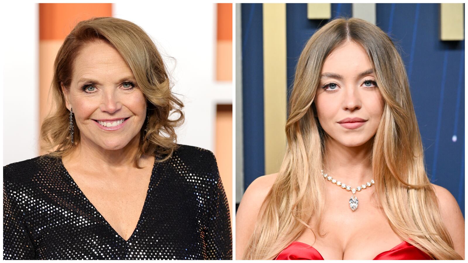 Left: Katie Couric; Right: Sydney Sweeney