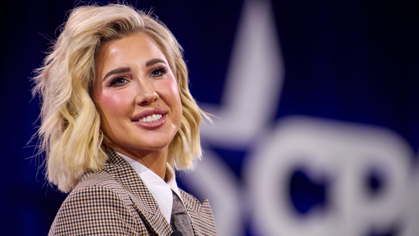 Savannah Chrisley is pictured at the annual CPAC D.C. conference at the Gaylord National Resort in Oxon Hill, Maryland on February 22, 2025.