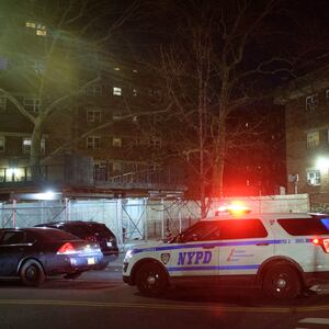 An NYPD vehicle where police responded to a scene in Brooklyn.