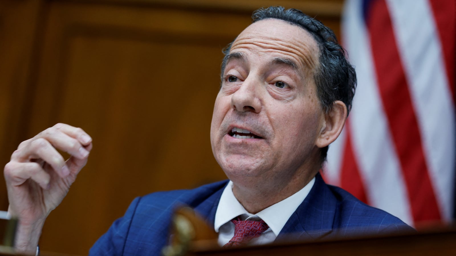 House Oversight Committee Ranking Member Rep. Jamie Raskin (D-MD) speaks during a House Oversight and Accountability Committee impeachment inquiry hearing into U.S. President Joe Biden
