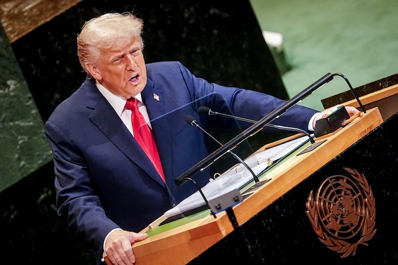 President Donald Trump speaks at the general debate of the UN General Assembly.