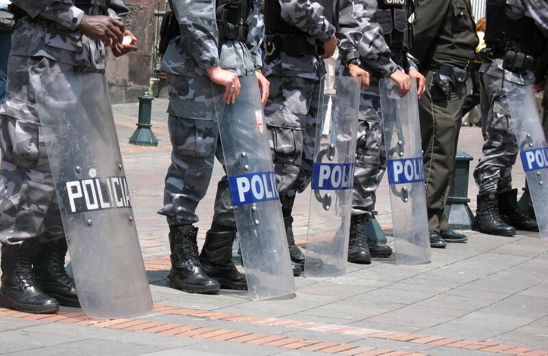 The stock image of South American riot police.