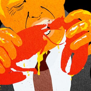 Donald Trump eating a lobster